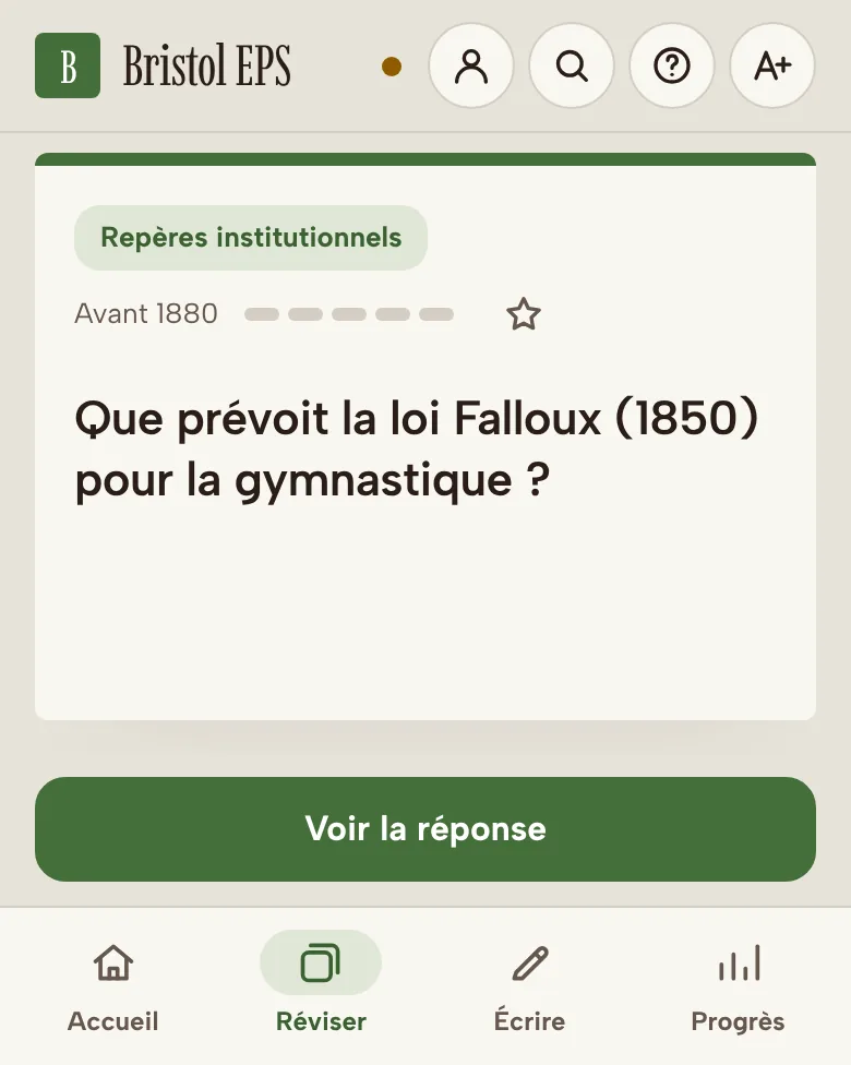Une fiche : « Que prévoit la loi Falloux (1850) pour la gymnastique ? »